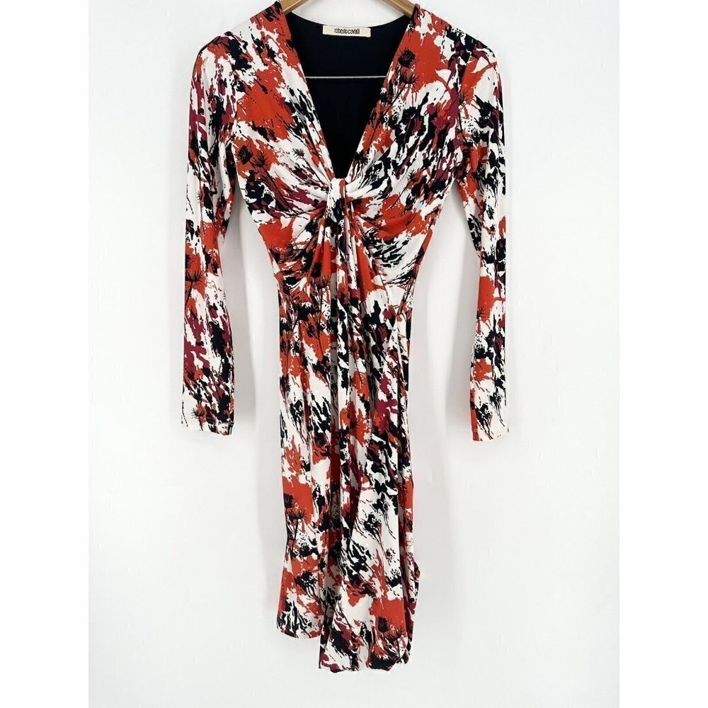 Roberto Cavalli Abstract Thistle Print Lycra Dress 38 S EUC